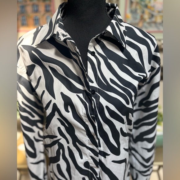 LITA BY CIARA SHIRT DRESS ANIMAL PRINT BLACK & WHITE PARTY COCKTAIL SZ M NWOT - Picture 5 of 10